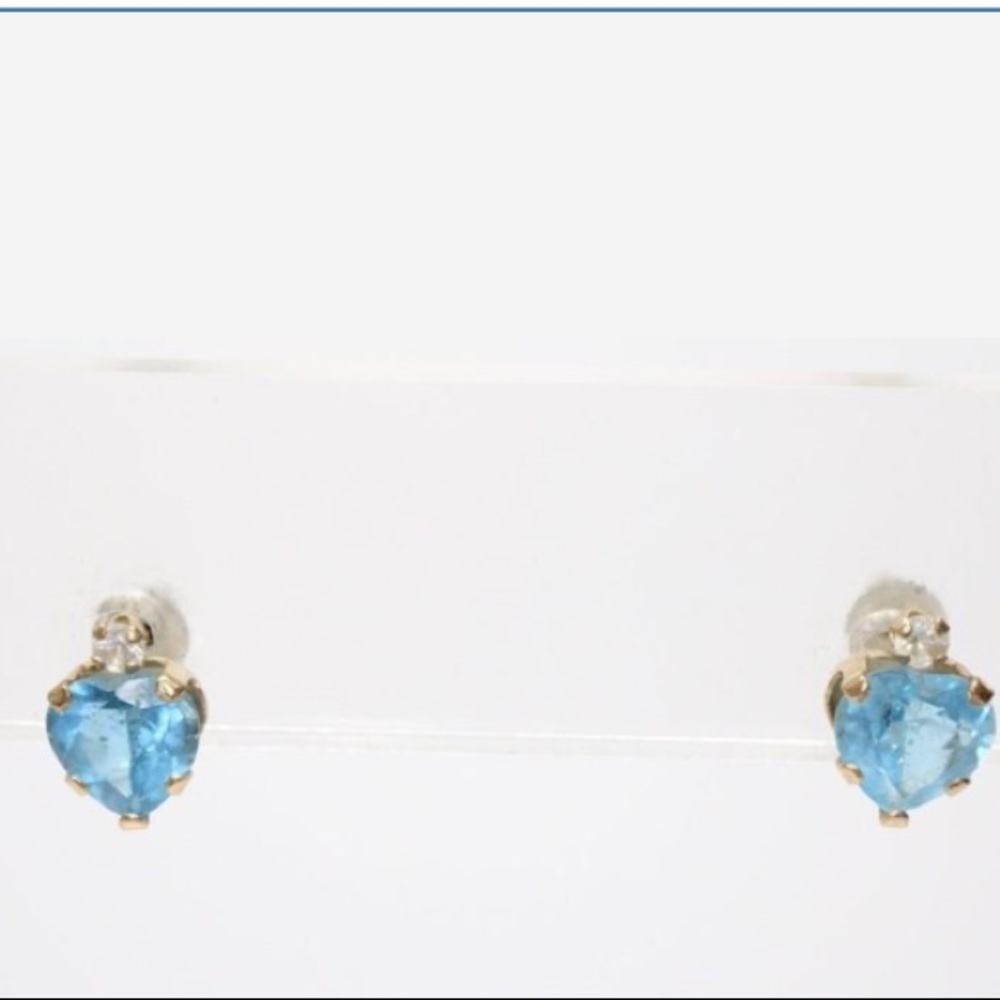 Preloved 10K Yellow Gold Blue Topaz Stud Earrings